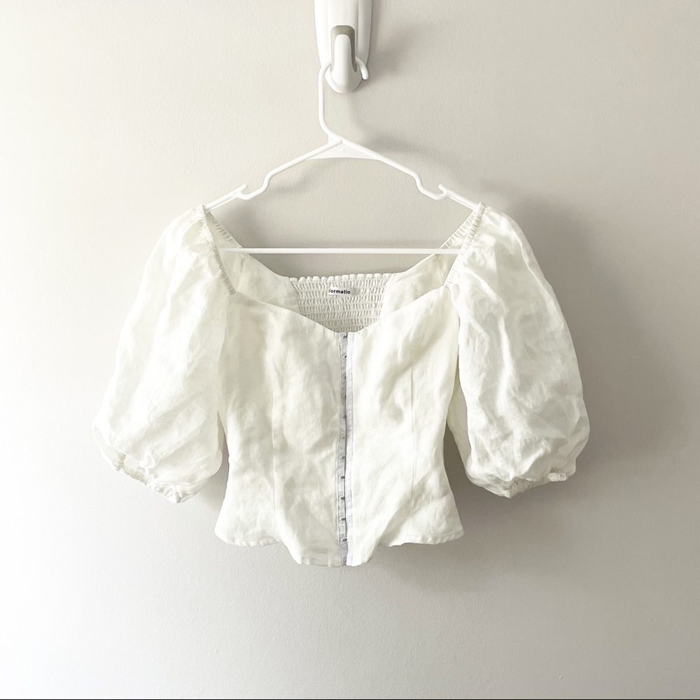 Reformation Linen Square Neckline Crop Top | Size XS | US 0